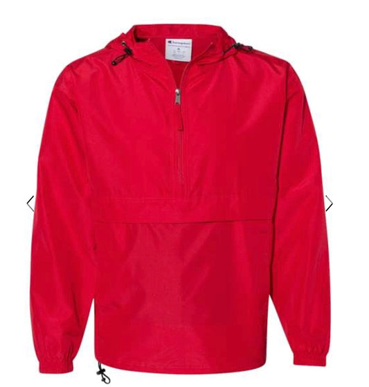 Red Packable Waterproof Windbreaker